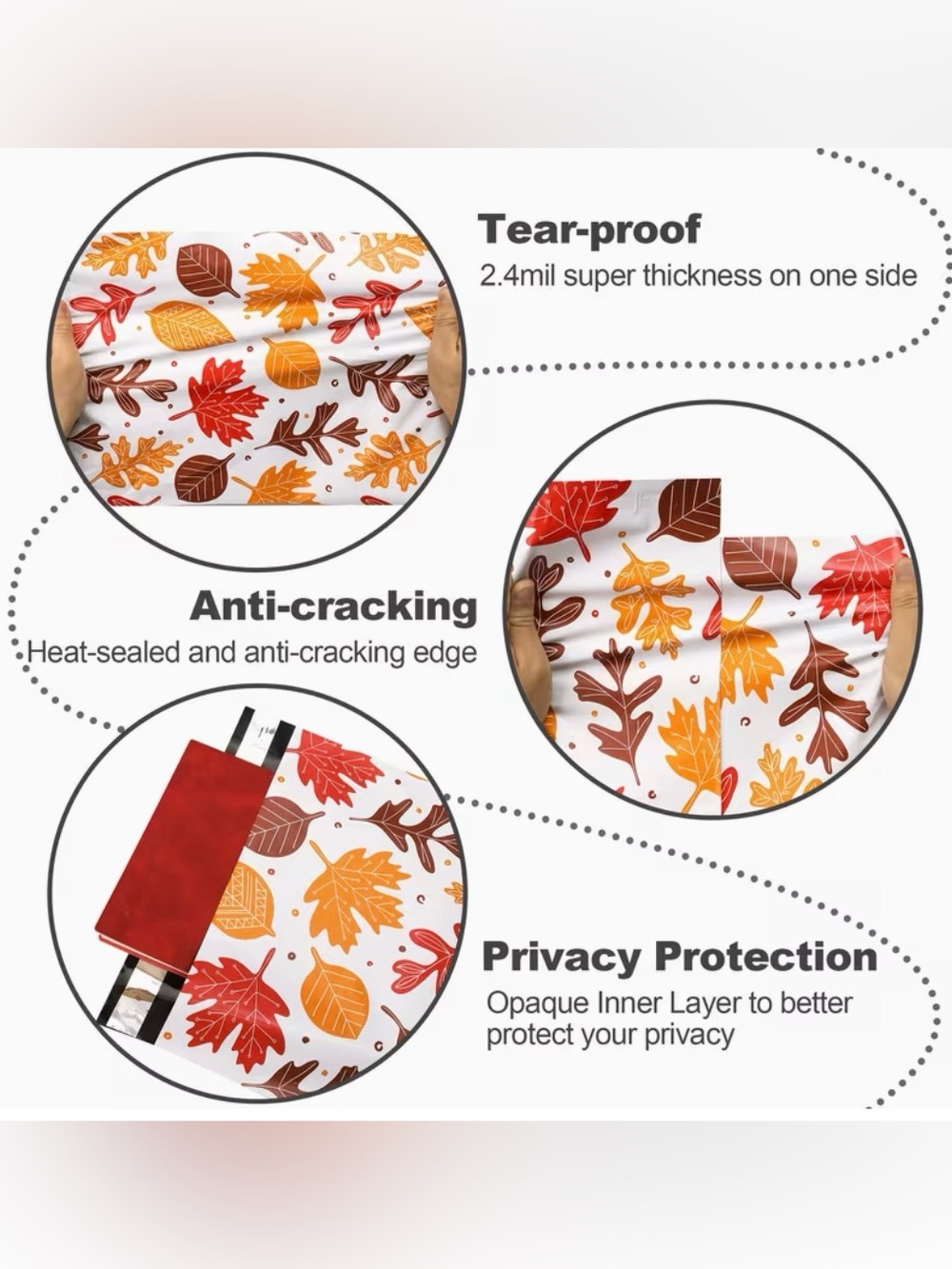 20 14.5โ x 19โ Halloween Autumn Leaves Poly Mailers - Picture 5 of 7